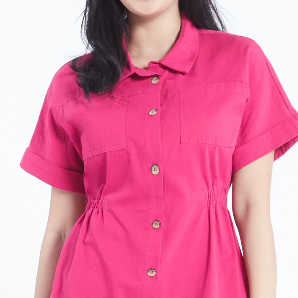 MESTYLE ชุดเดรสแต่งดีเทล สีชมพู ไซซ์ M