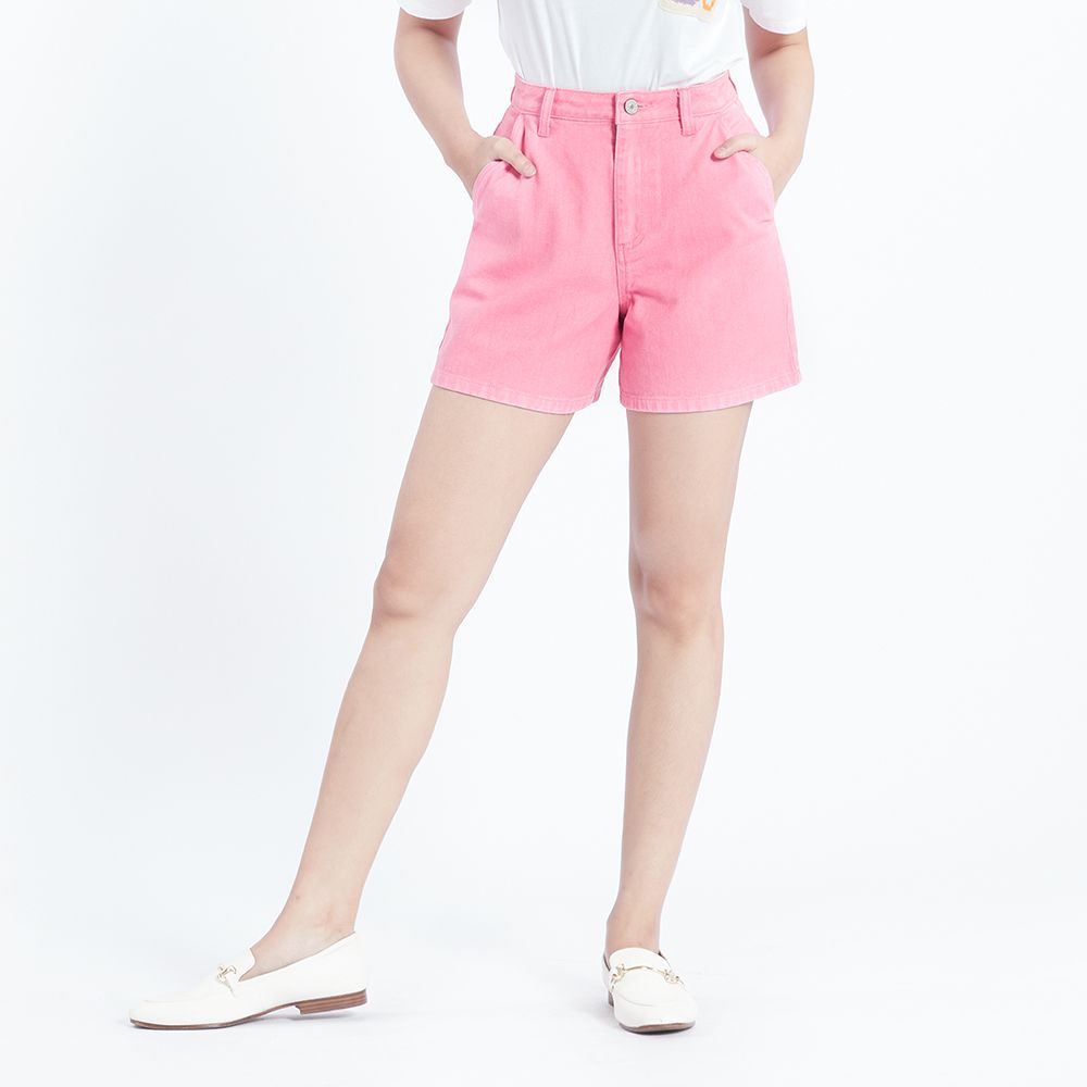 MESTYLE กางเกงขาสั้นทวิล สีชมพูสด ไซซ์ S