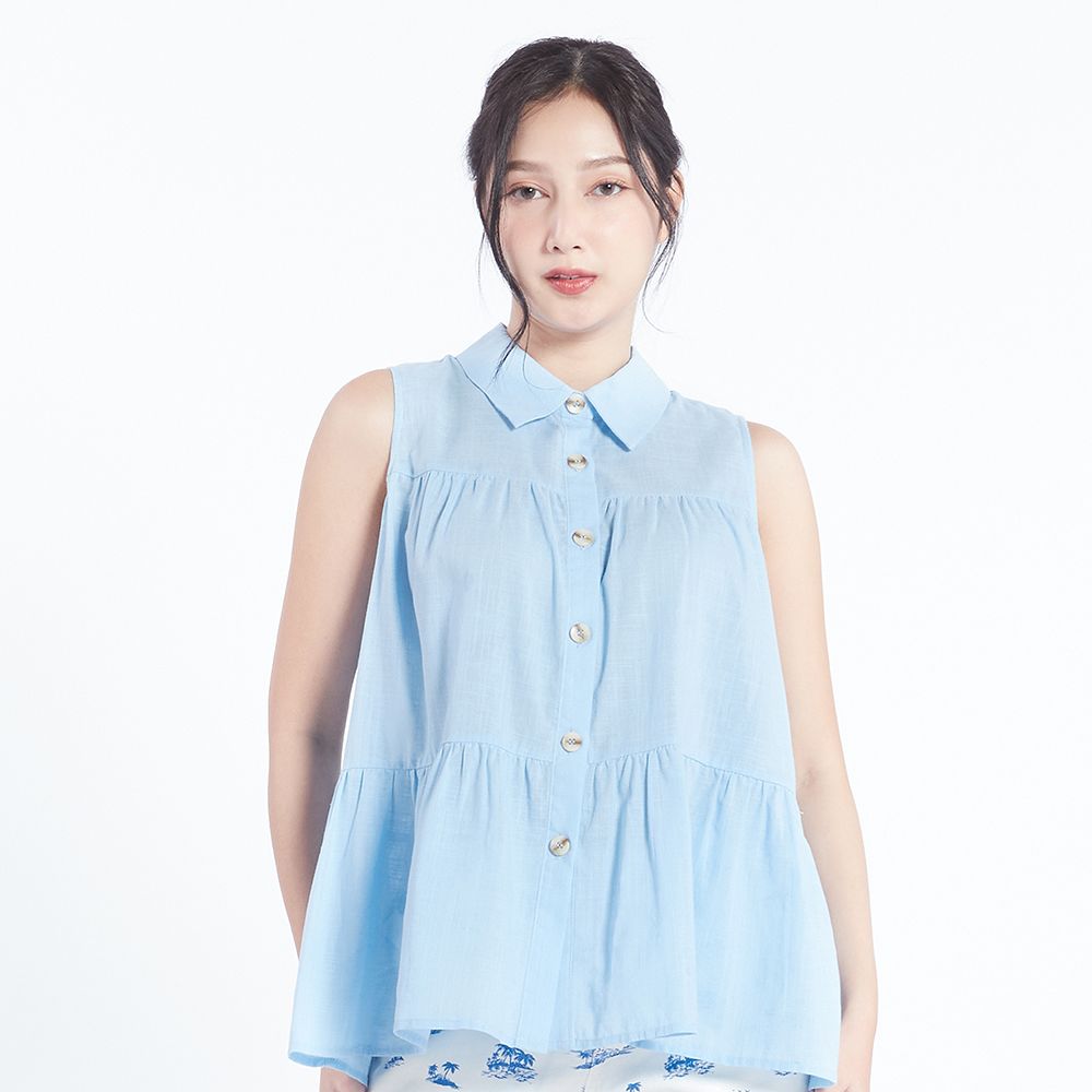 MESTYLE เสื้อเชิ้ตแขนกุด สีฟ้า ไซซ์ M