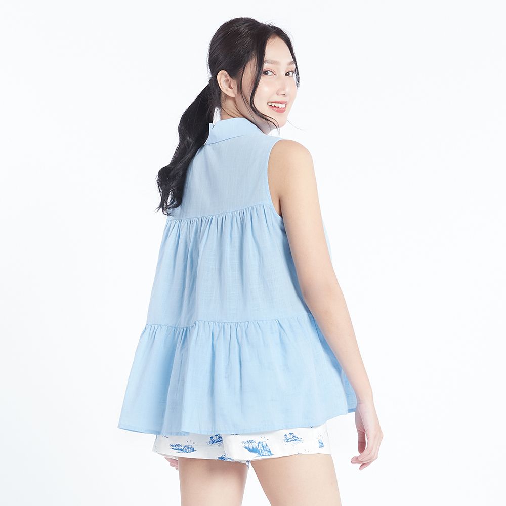 MESTYLE เสื้อเชิ้ตแขนกุด สีฟ้า ไซซ์ M