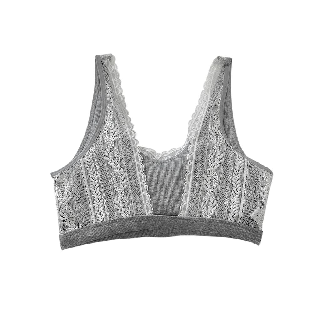 ONONO SEAMLESS V-NECK LACE CROP TANK TOP GREY SIZE XL