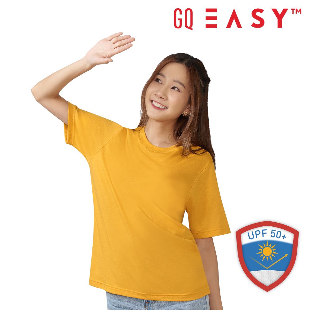 เสื้อยืดจีคิวกันยูวีแขนสั้น สีเหลือง ไซส์ XL