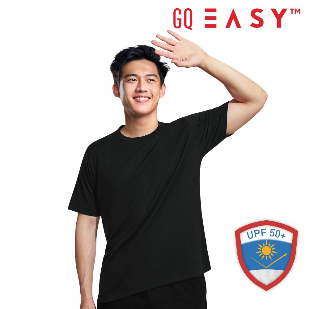เสื้อยืดจีคิวกันยูวีแขนสั้น สีดำ ไซส์ M