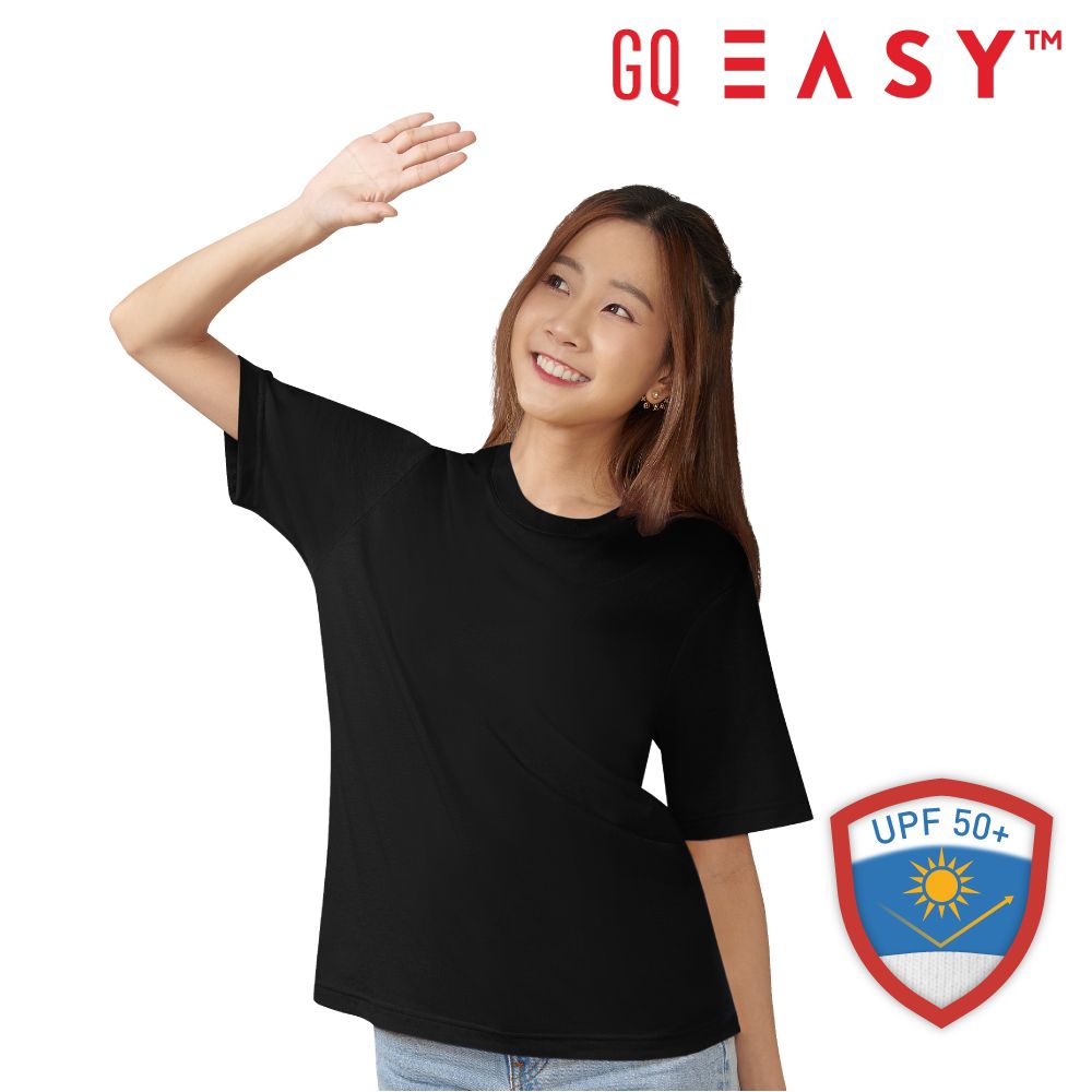 เสื้อยืดจีคิวกันยูวีแขนสั้น สีดำ ไซส์ L