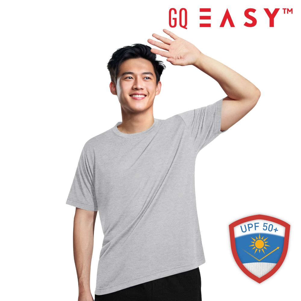 เสื้อยืดจีคิวกันยูวีแขนสั้น สีเทา ไซส์ M