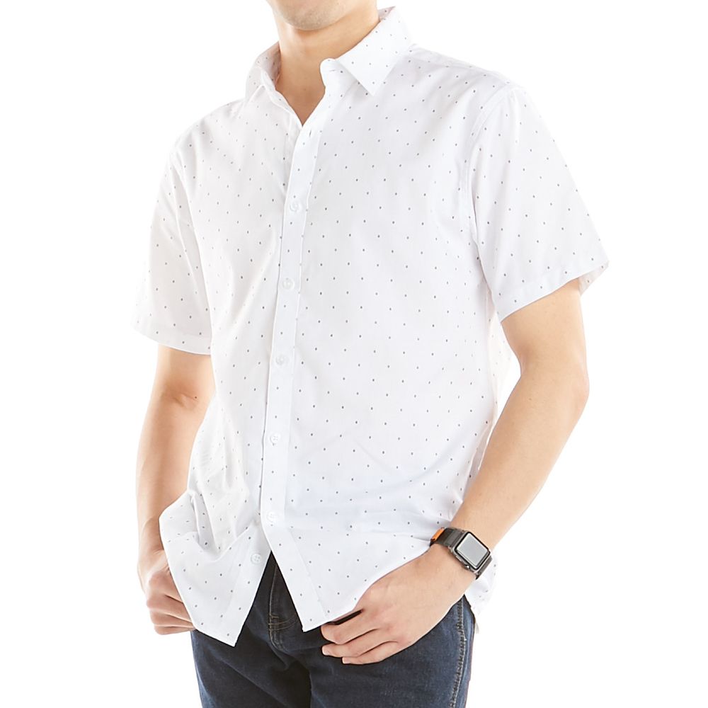 เสื้อแขนสั้นเข้ารูปสีขาว 16.5