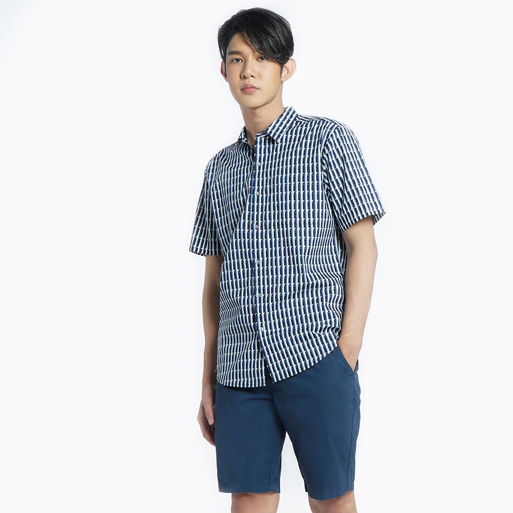 MESTYLE เชิ้ตพิมพ์ลาย สีกรมท่า ไซซ์ L