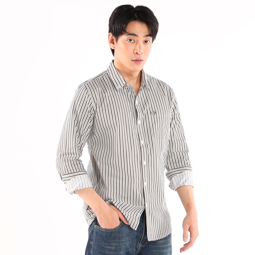 ME STYLE เชิ้ตทอลายสีกากี L