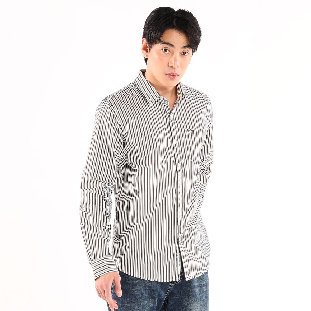 ME STYLE เชิ้ตทอลายสีกากี XL