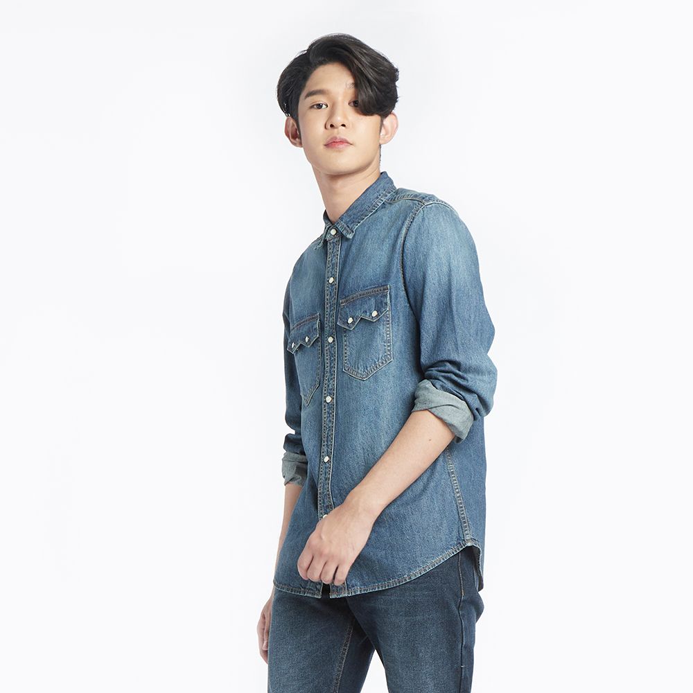 MESTYLE เสื้อเชิ้ตยีนส์แขนยาว ไซซ์ M