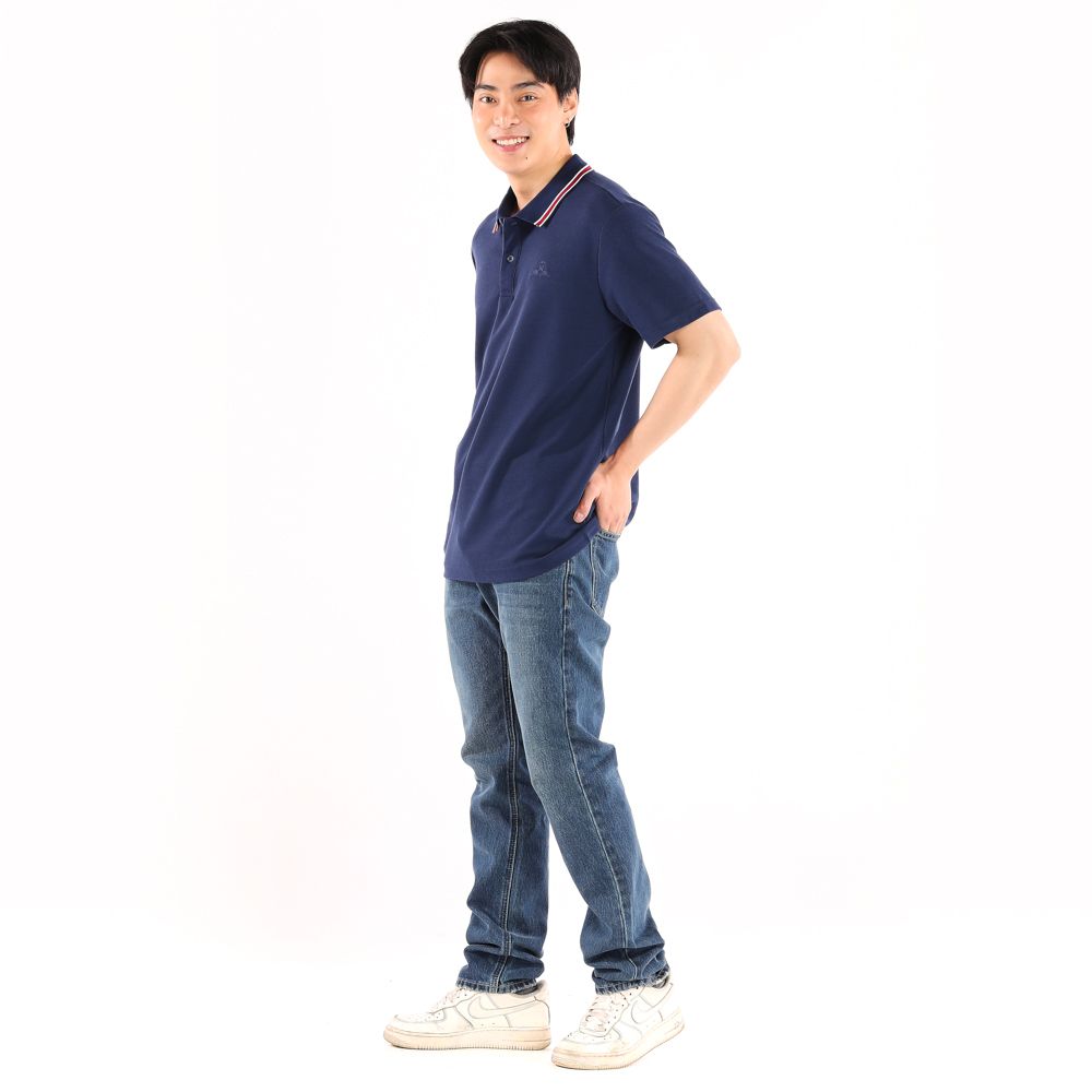 ME STYLE SOLID POLO SHIRT NAVY M