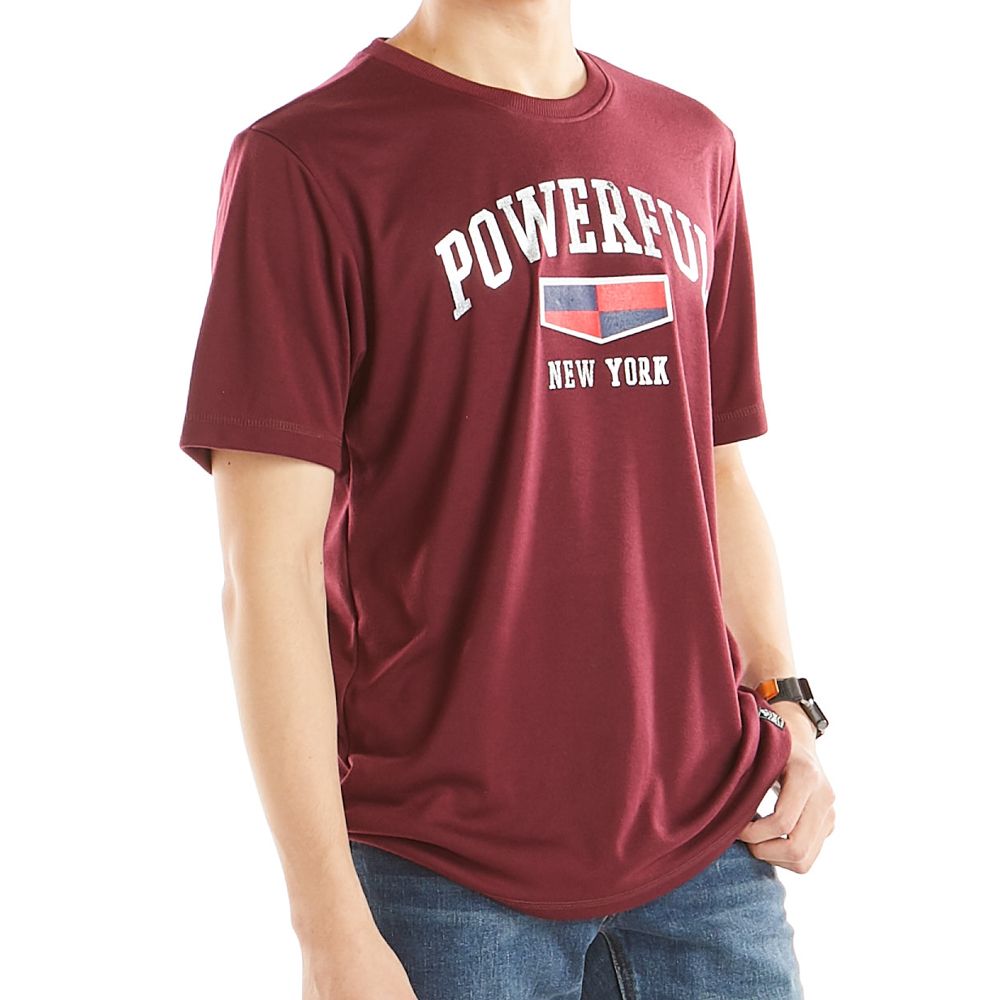 เสื้อยืดพิมพ์ปักสีแดง M