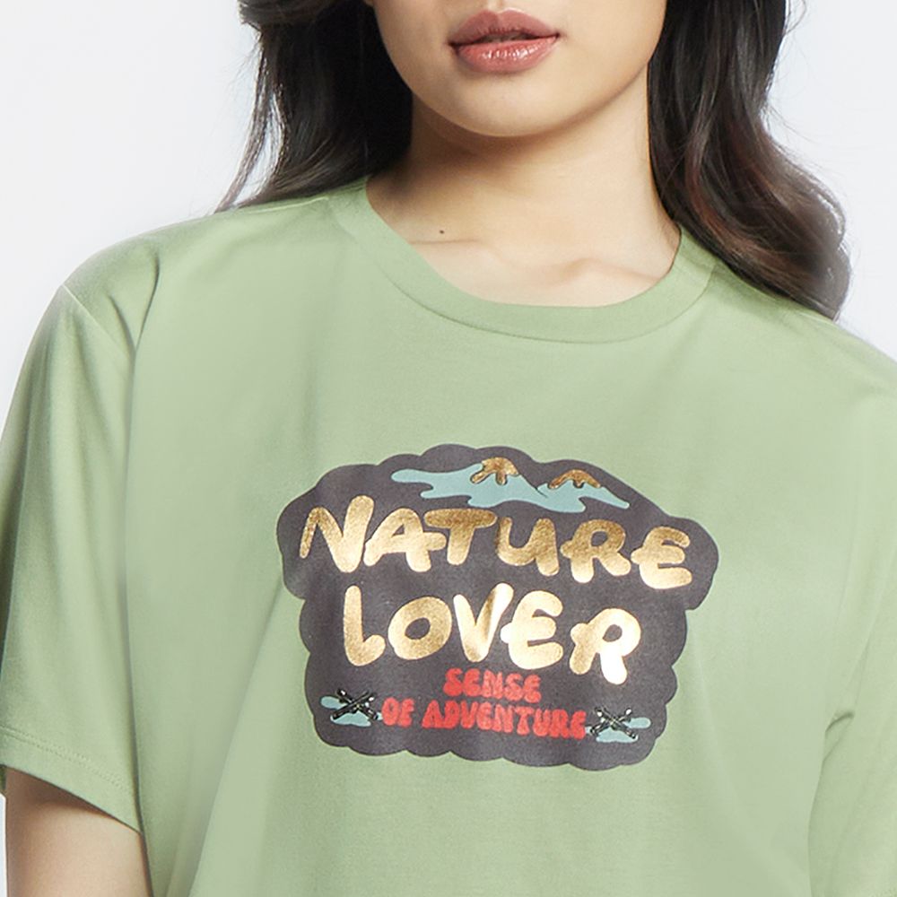 MESTYLE เสื้อยืดพิมพ์ลาย สีเขียว ไซซ์ L