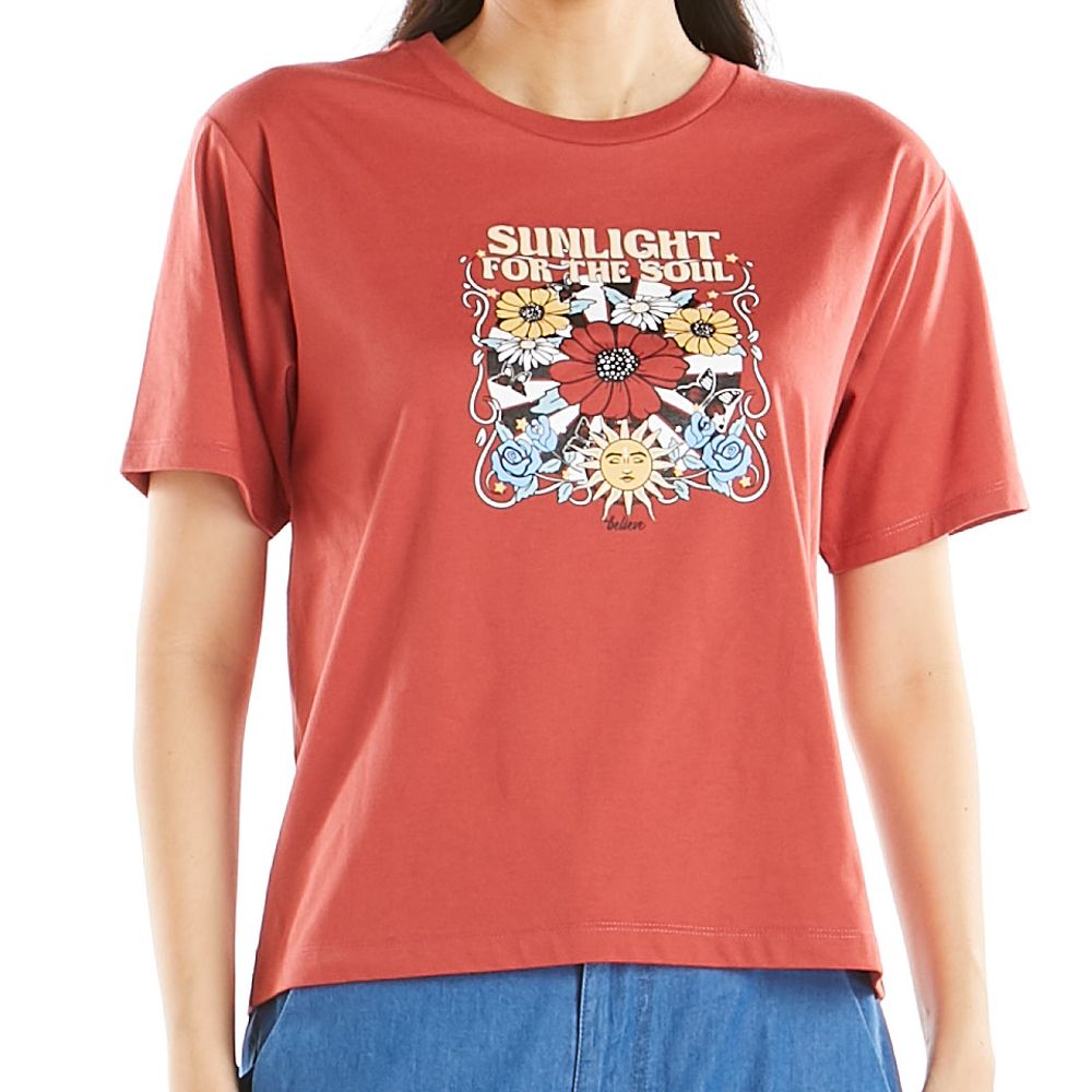 ME STYLE เสื้อยืดพิมพ์ลาย แดง XL