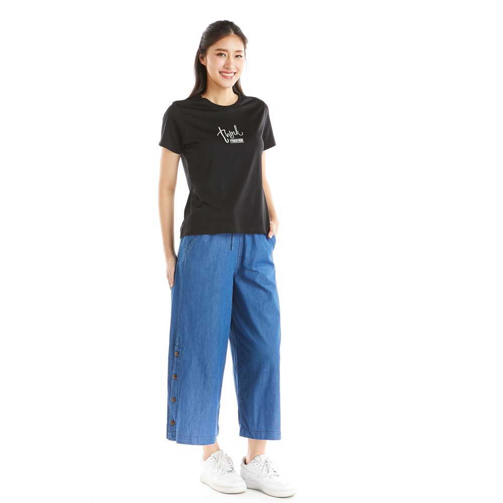 ME STYLE เสื้อยืดแต่งลายปัก ดำ L