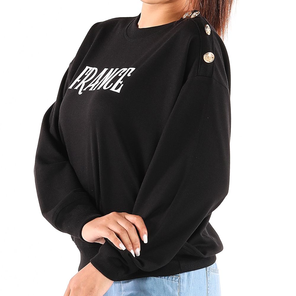 ME STYLE เสื้อแขนยาวแต่งกระดุม ดำ XL