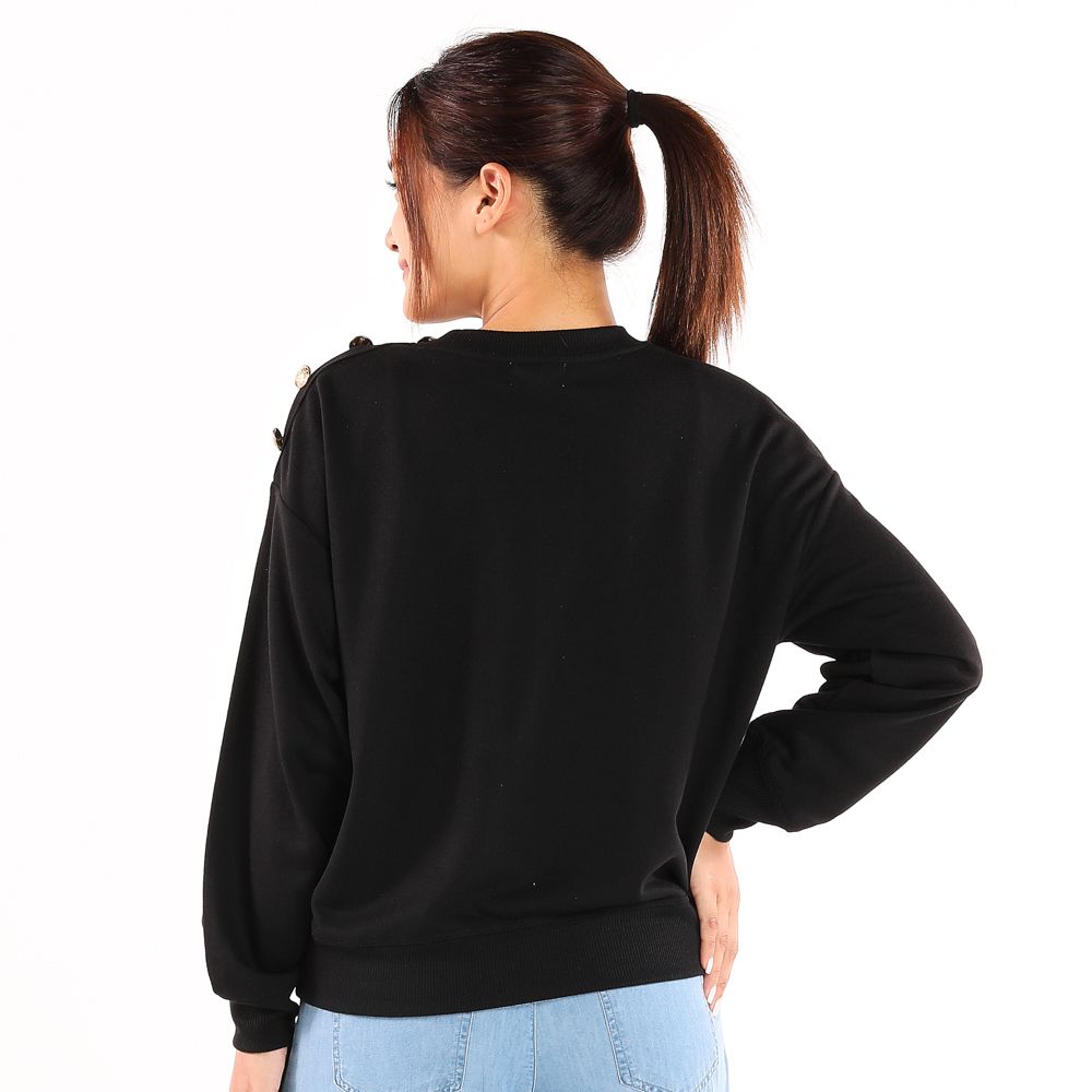 ME STYLE เสื้อแขนยาวแต่งกระดุม ดำ XL