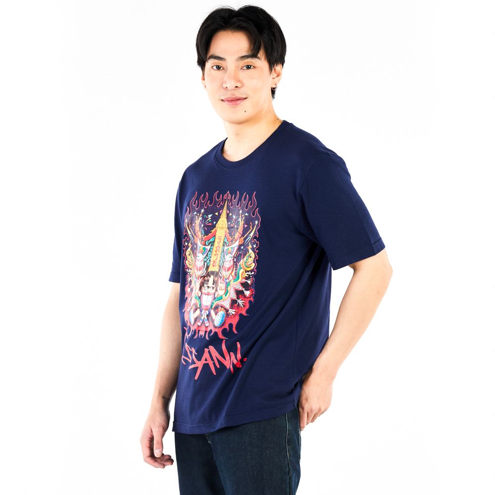 MESTYLE เสื้อยืดพิมพ์ สีกรม ไซซ์ L