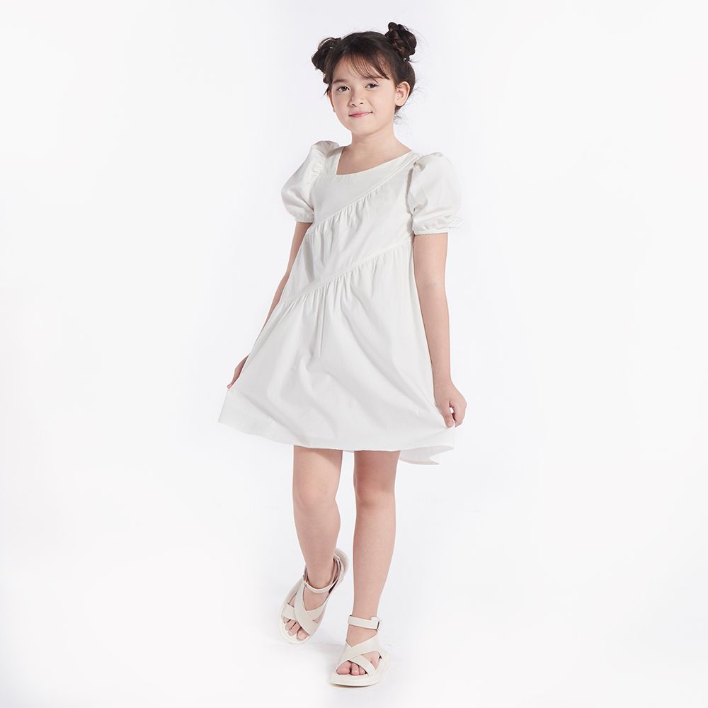 DRESS WOVEN CREAM 7 YEAR