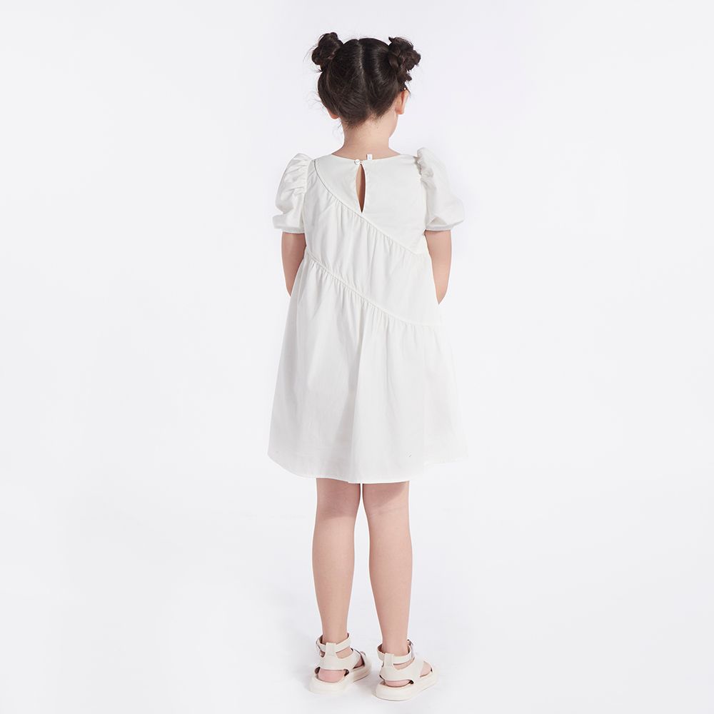 DRESS WOVEN CREAM 7 YEAR