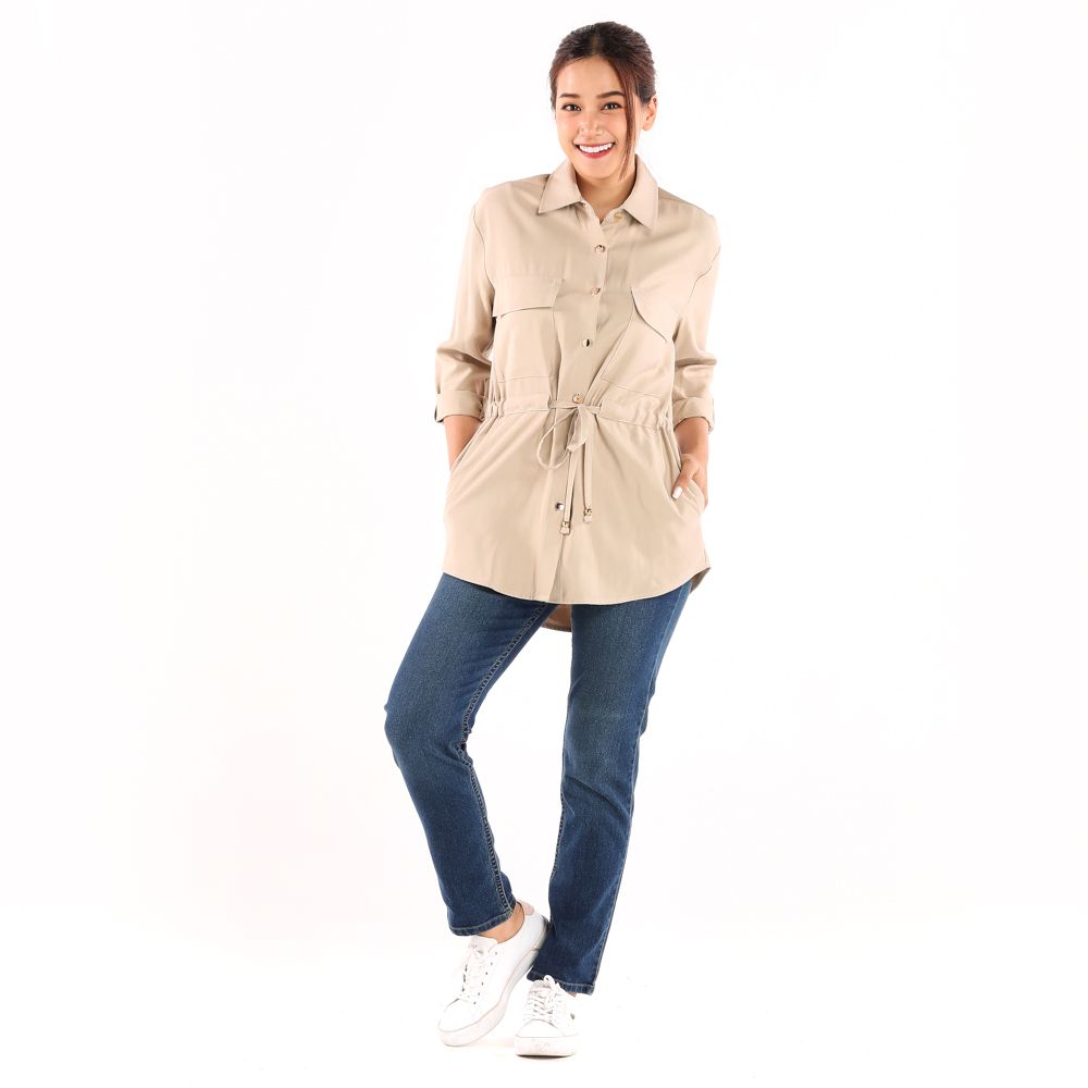 MESTYLE เสื้อแจ๊คเกตลำลอง สีเบจ ไซซ์ L