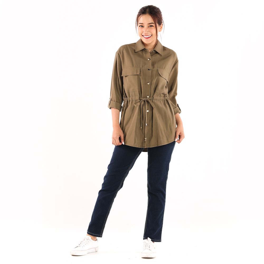 ME STYLE เสื้อแจ๊คเกตลำลอง เขียว M