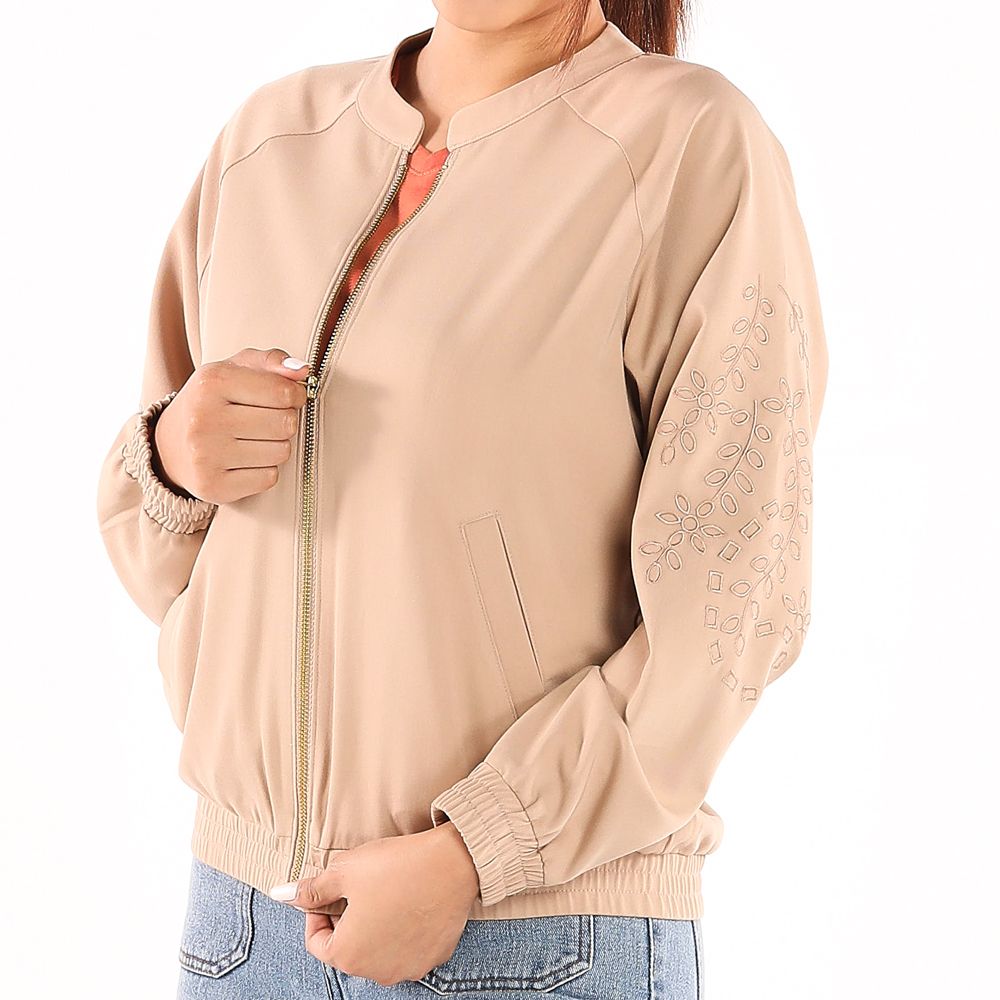 ME STYLE JACKET WITH EMBRODERY KHAKI S