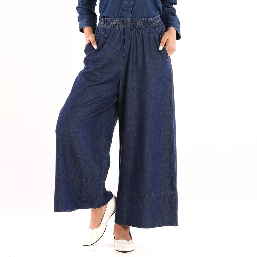 ME STYLE DENIM WIDE LEG PANTS DARK COLOR M