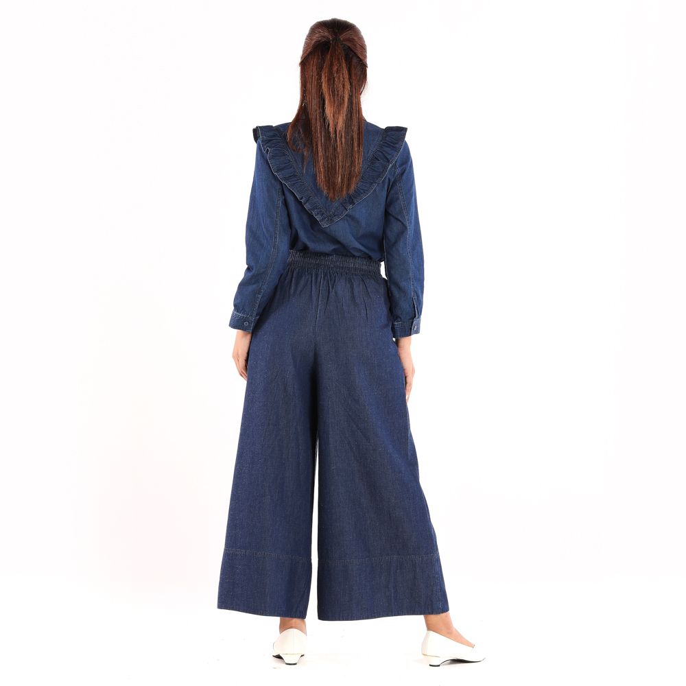 ME STYLE DENIM WIDE LEG PANTS DARK COLOR M