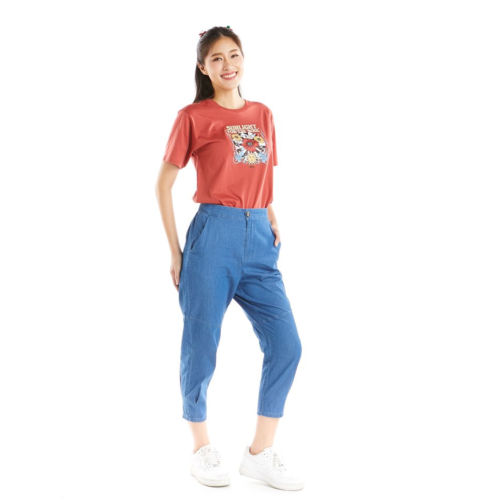 ME STYLE กางเกงยีนส์คาปรี สีกลาง XL