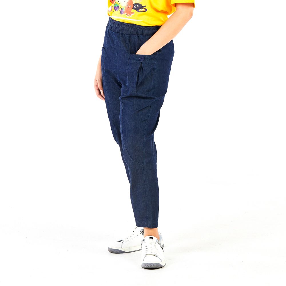 DENIM CAPRI WITH POCKET DARK BLUE M