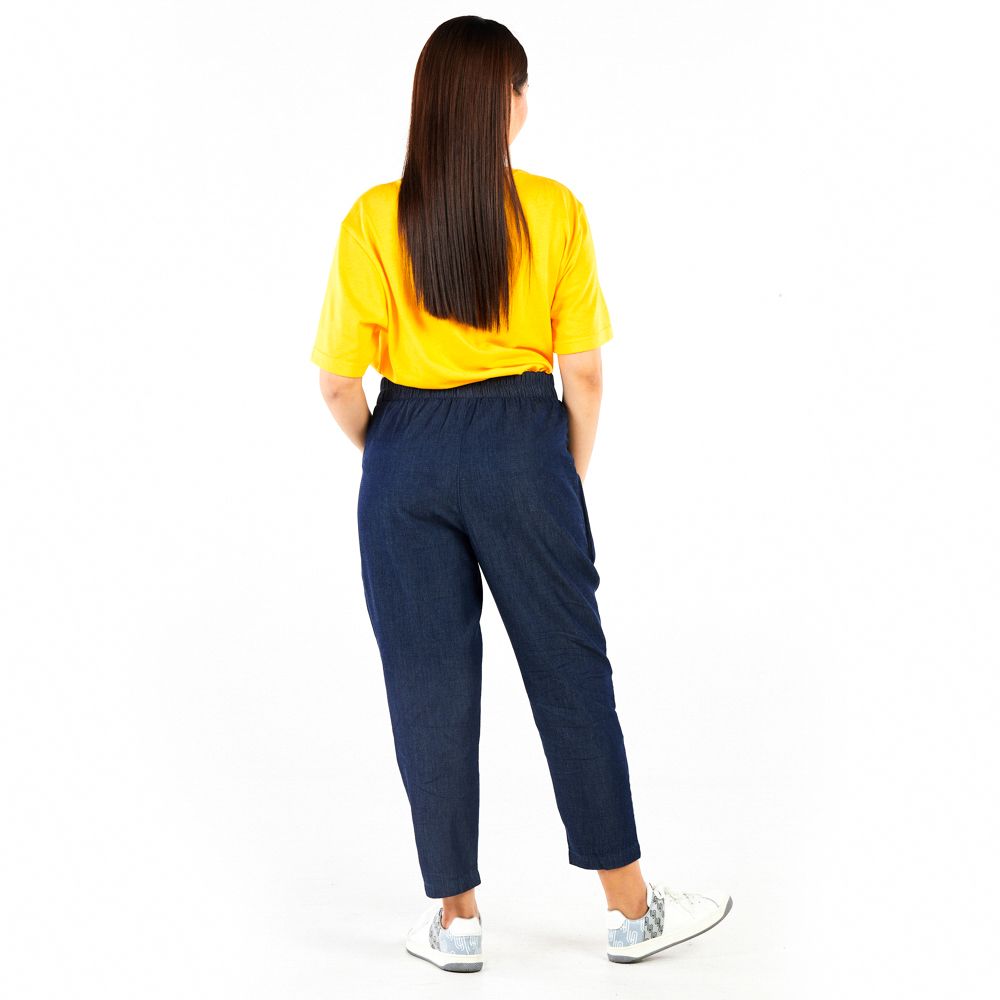 DENIM CAPRI WITH POCKET DARK BLUE M
