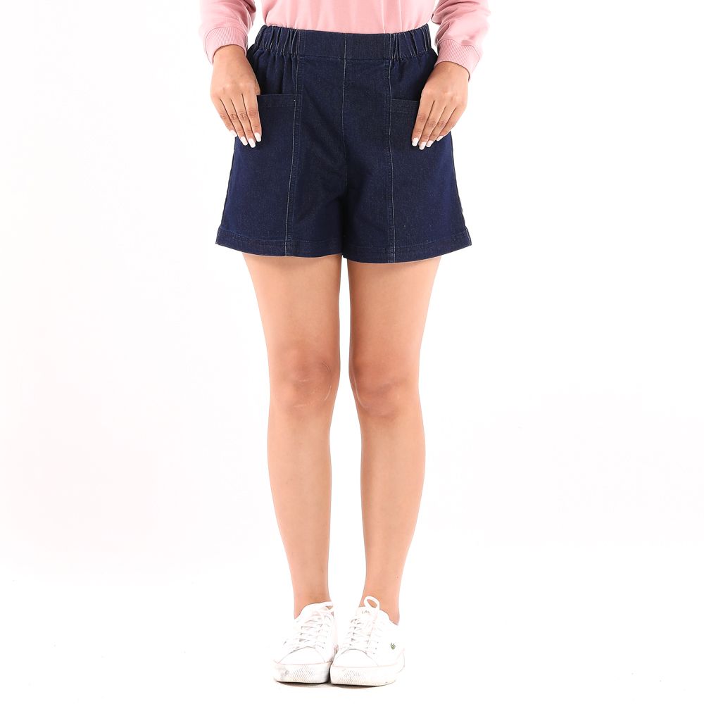 ME STYLE กางเกงทวิลเอวยาง สีเข้ม L