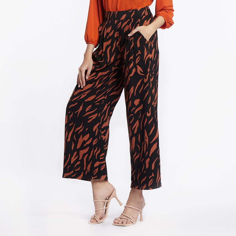 MESTYLE กางเกงขายาวพิมพ์ลาย สีน้ำตาล ไซซ์ M