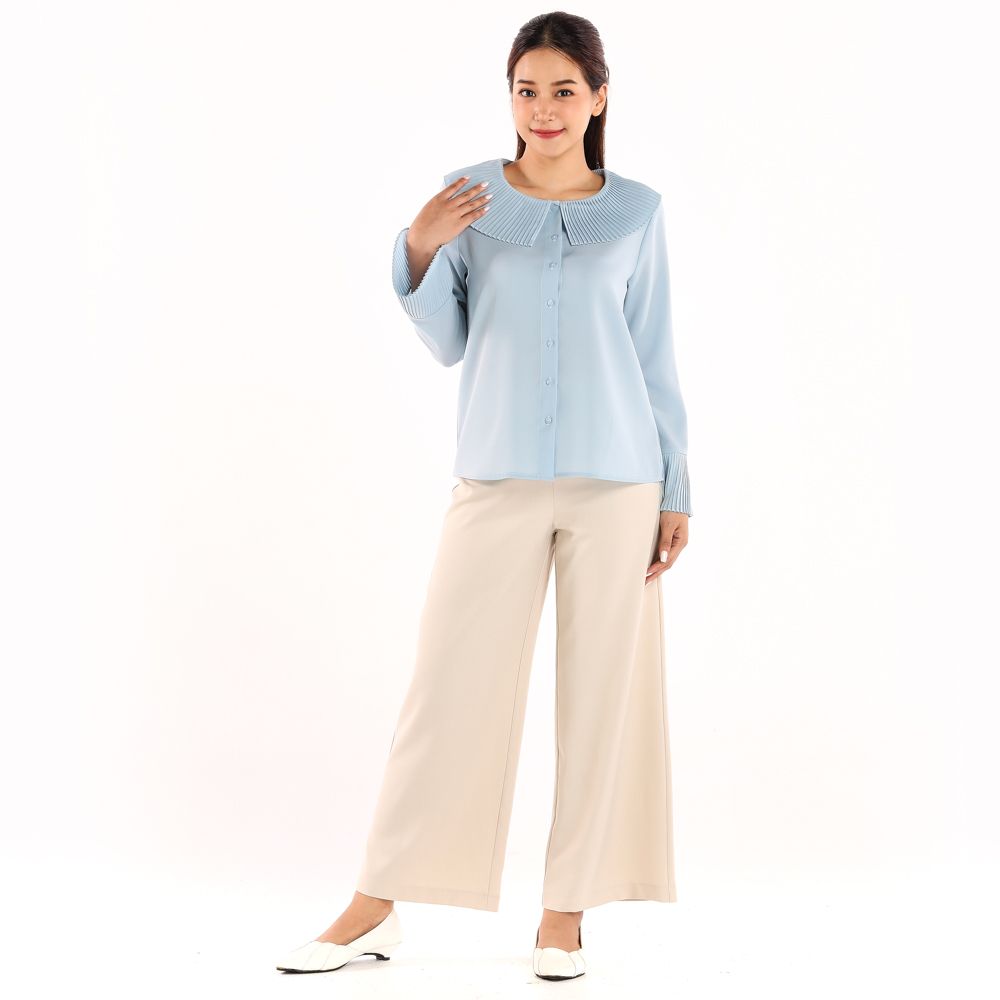 ME STYLE เสื้อแต่งดีเทล ฟ้า M