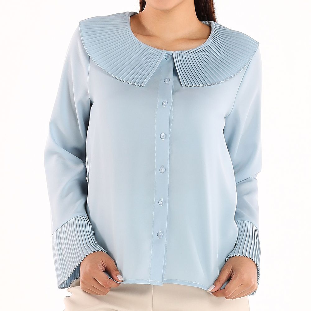 MESTYLE เสื้อแต่งดีเทล สีฟ้า ไซซ์ L