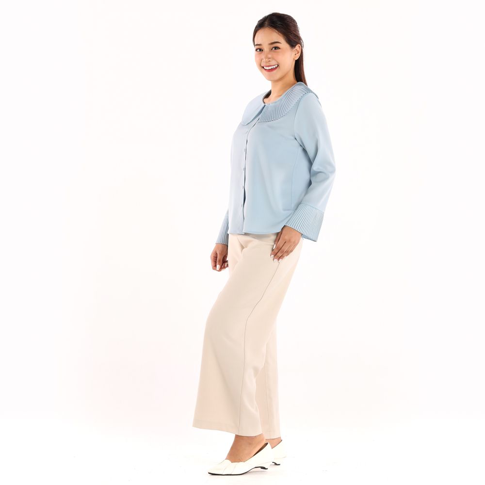 MESTYLE เสื้อแต่งดีเทล สีฟ้า ไซซ์ L