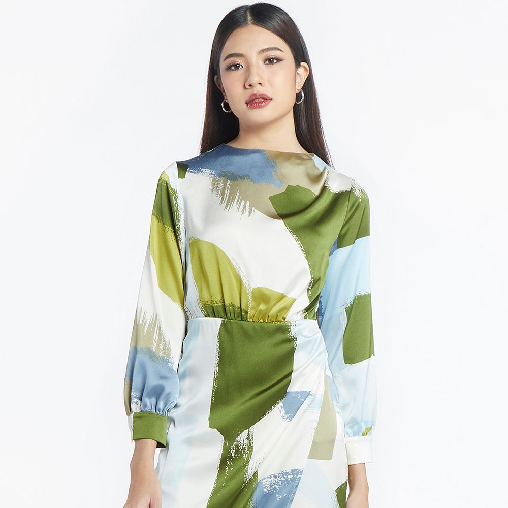 MESTYLE ชุดเดรสพิมพ์ลาย สีฟ้า ไซซ์ M