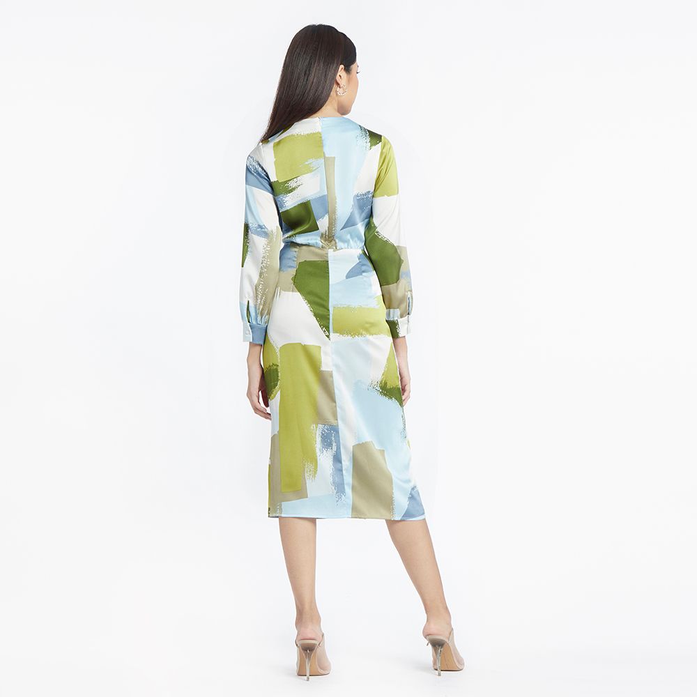 MESTYLE ชุดเดรสพิมพ์ลาย สีฟ้า ไซซ์ M