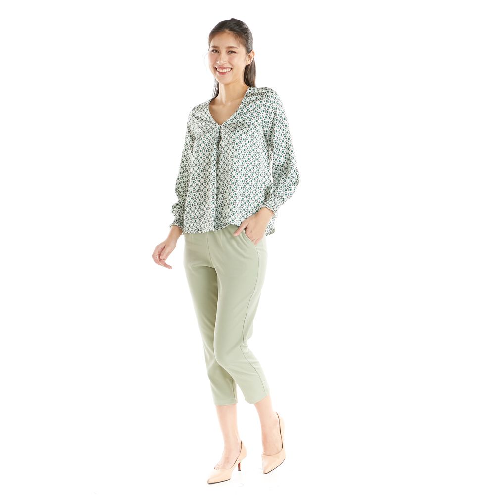 MESTYLE BLOUSE WITH PRINT GREEN SIZE M