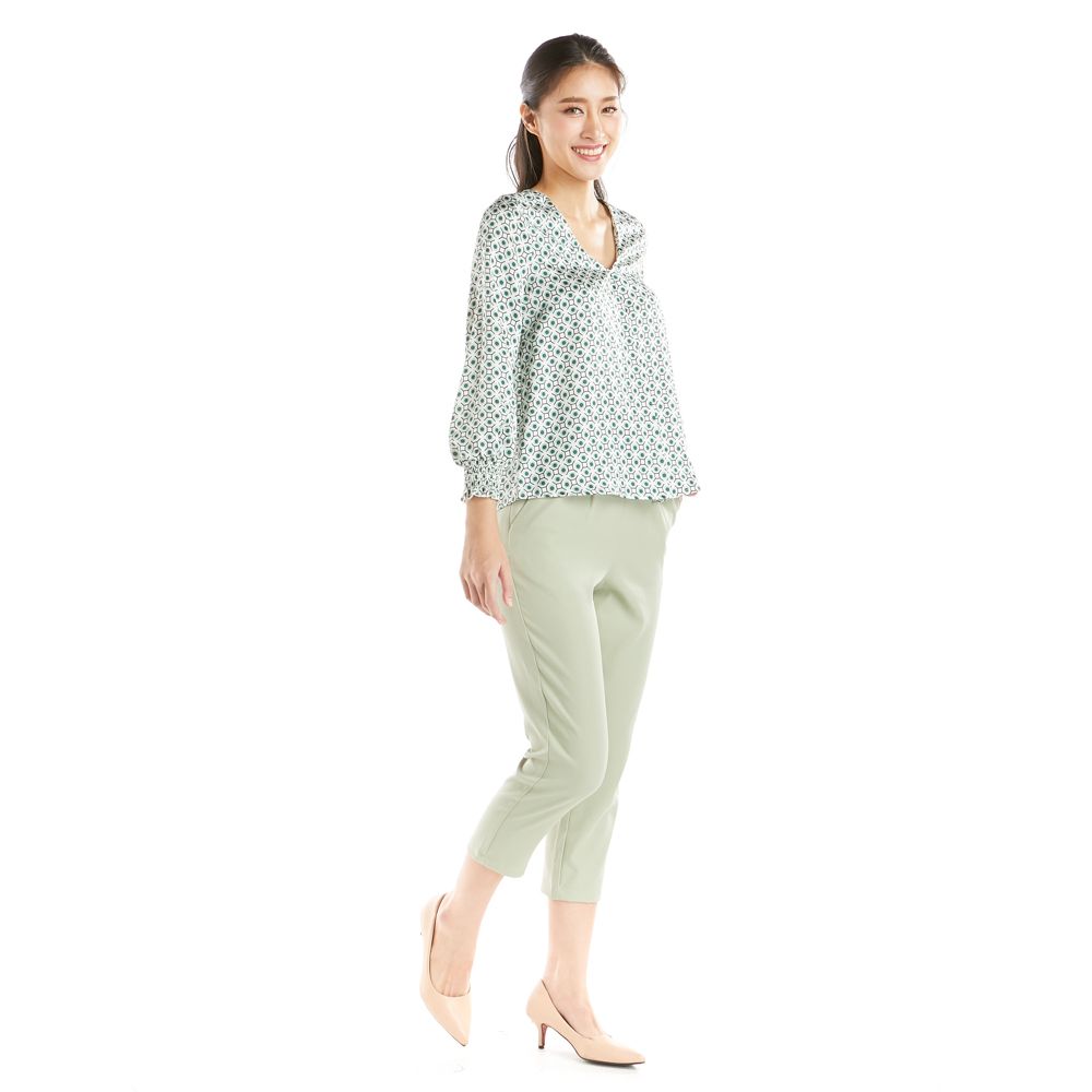 MESTYLE BLOUSE WITH PRINT GREEN SIZE M