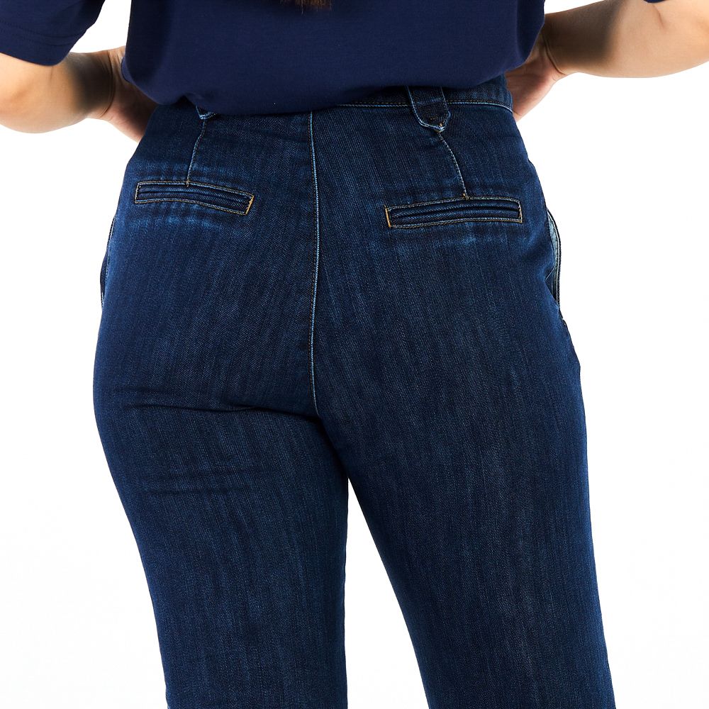 HIGH WAIST DENIM PANTS DARK BLUE S