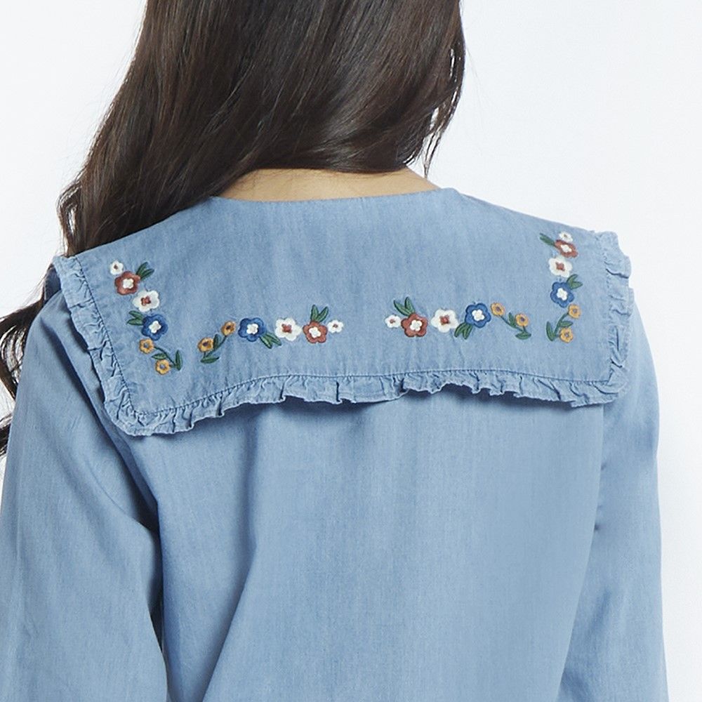 MESTYLE เสื้อยีนส์แต่งลายปัก สีกลาง ไซซ์ M