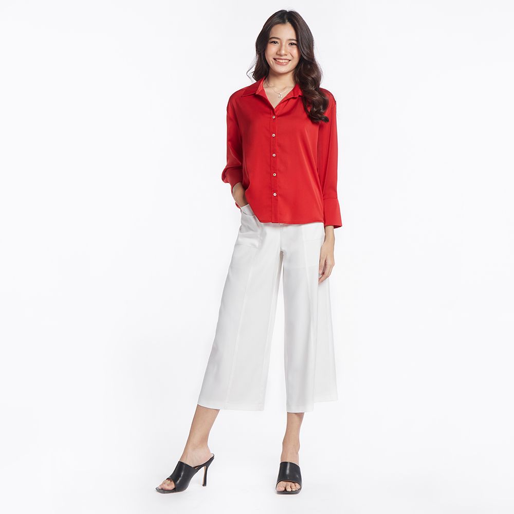 MESTYLE BLOUSE W-DETAIL RED SIZE L