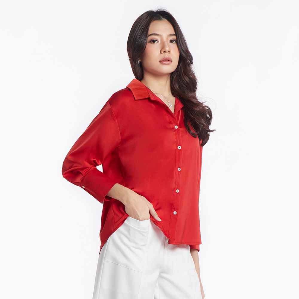 MESTYLE BLOUSE W-DETAIL RED SIZE L