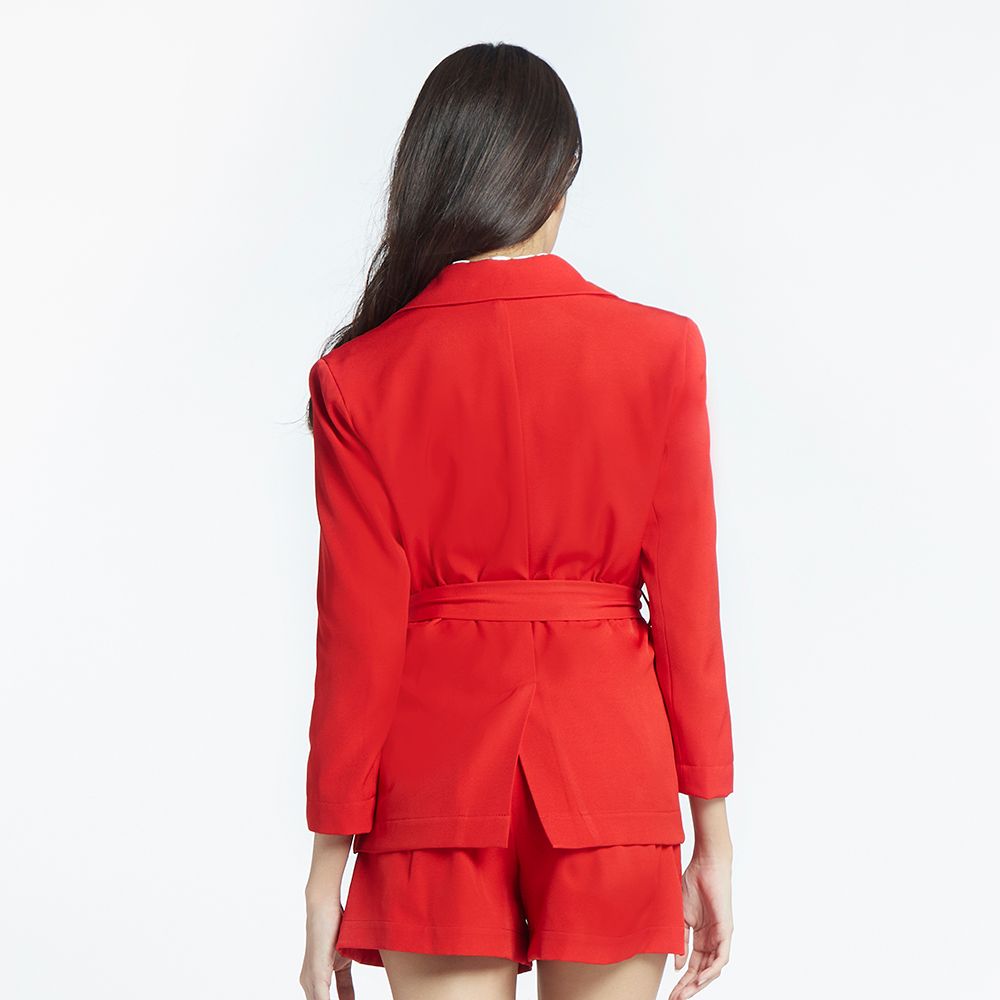 MESTYLE เสื้อแจ็กเก็ตแต่งดีเทล สีแดง ไซซ์ XL