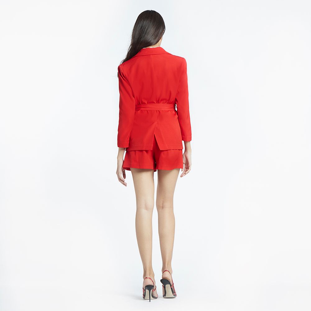 MESTYLE เสื้อแจ็กเก็ตแต่งดีเทล สีแดง ไซซ์ XL