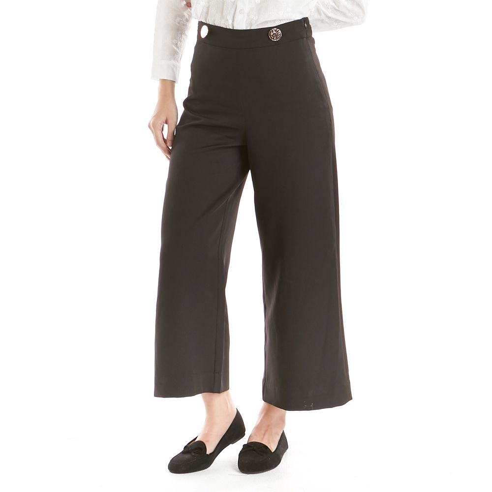 ME STYLE กางเกงขายาวแต่งดีเทล ดำ S