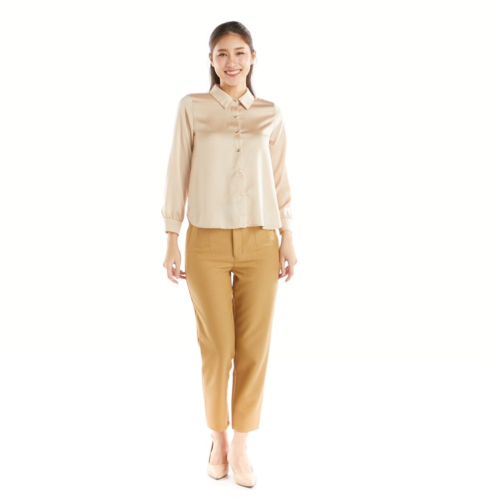 MESTYLE BLOUSE WITH DETAIL BROWN SIZE XL