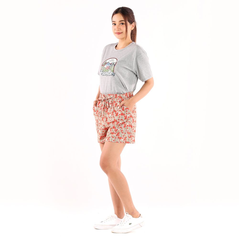 ME STYLE กางเกงขาสั้นพิมพ์ลาย ส้ม XL